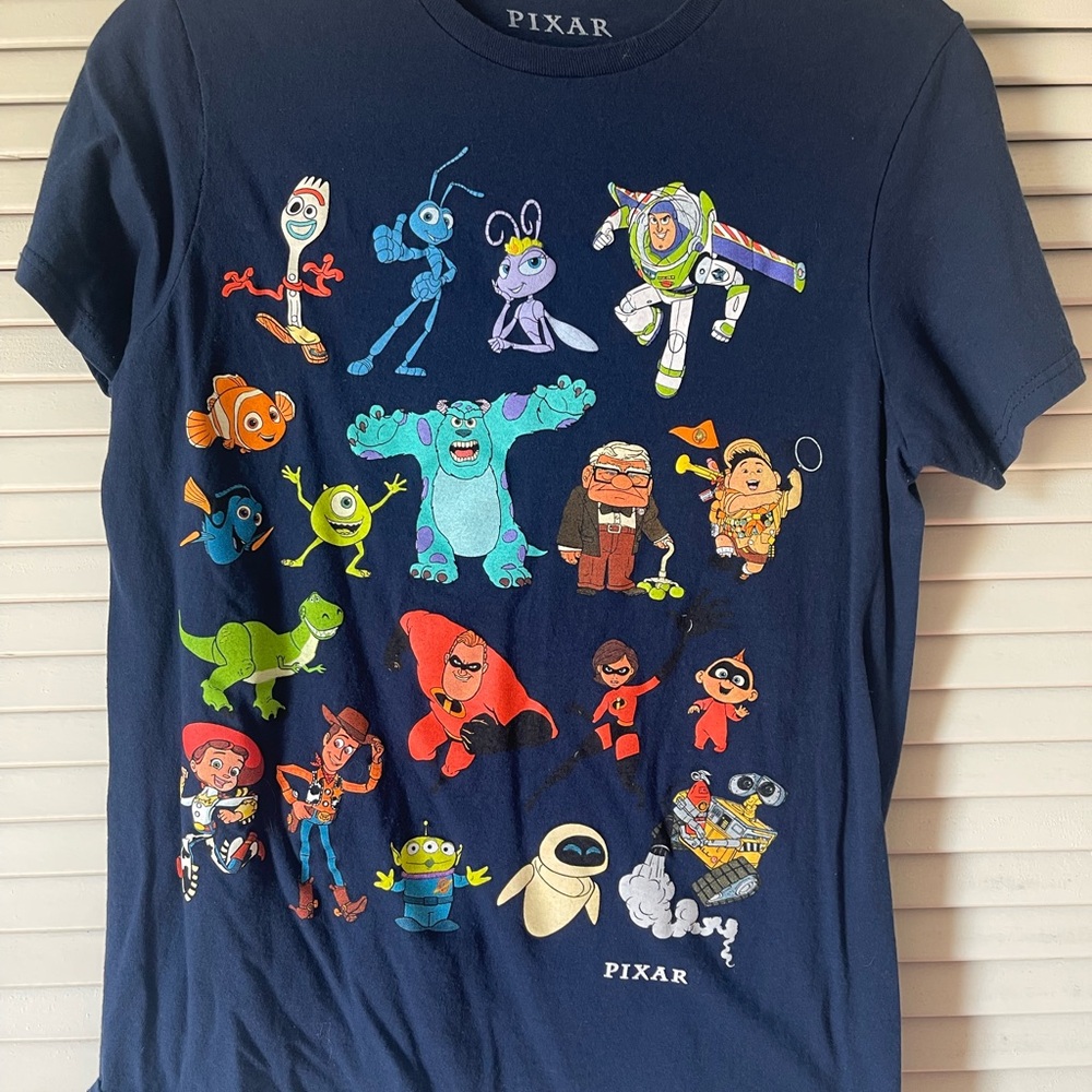 Disney Pixar Navy Blue Character Collage Men’s T‑Shirt
